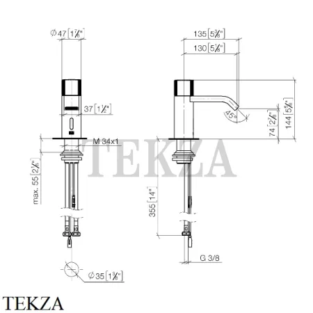 Dornbracht IMO Смеситель для раковины сенсорный, от батарейки 44515670-93, Brushed Chrome