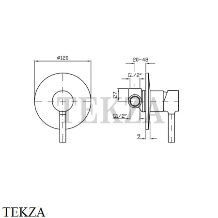 Zucchetti Pan Смеситель для душа, внешняя часть ZP6122.N6, матовый черный