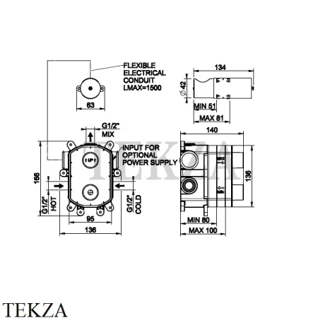 Gessi Встраиваемая часть для электронного смесителя для раковины 44679-031