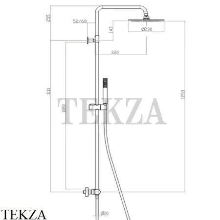 Bossini COSMO Black & White Душевая стойка с термостатическим смесителем L10093.073, черный матовый