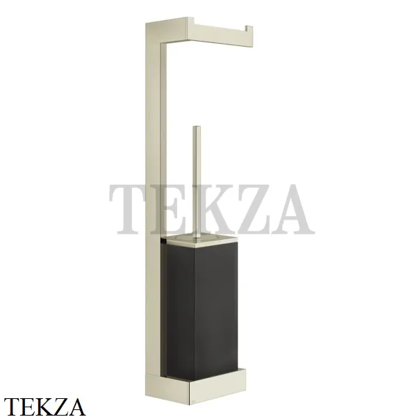 Gessi Rettangolo Стойка настенная с бумагодержателем и ершиком, черный 20868-720, Nickel PVD