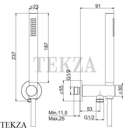 FIMA Carlo Frattini Душевой комплект, ручной душ из латуни F2287/4NOTCS, Brushed black chrome