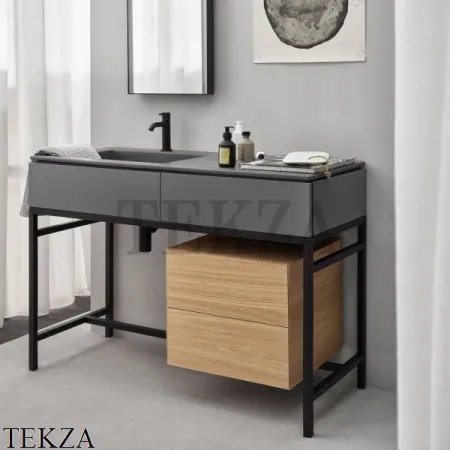 CIELO MILANO Консоль с керамической раковиной и ящиком, Polvere-черный