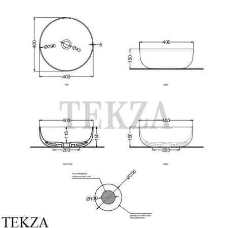 Cielo Era Small Le Bacinelle Раковина накладная, без перелива BAERA40 AL, Alga
