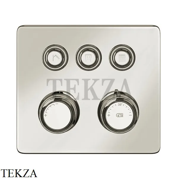 Gessi VENTI20 Термостатический смеситель на 3 потока, внешняя часть 65234-149, Finox Brushed Nickel