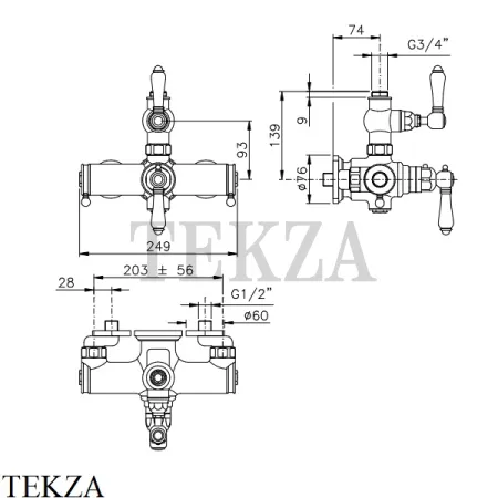 Nicolazzi LE PIETRE Термостат для душевой колонны 4917CR09, хром глянец