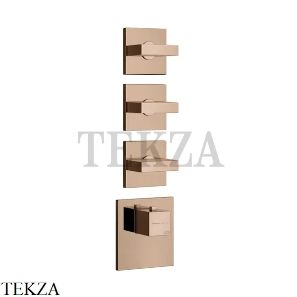 Gessi Rettangolo WELLNESS Термостат 3 выхода, внешняя часть 43216-030, Copper глянец