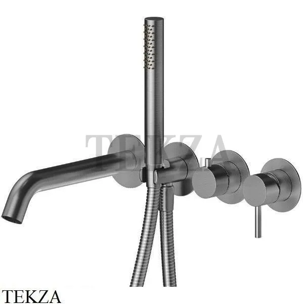 Newform X-Steel 316 Смеситель для ванны с гарнитуром, внешняя часть 69668EX.59.064, PVD Brushed gun metal