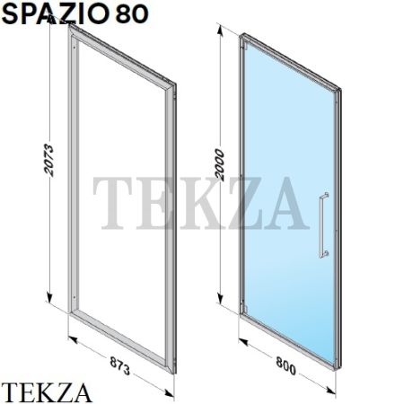 Effegibi SPAZIO 80 Дверь распашная реверсивная для хаммам HA60050078