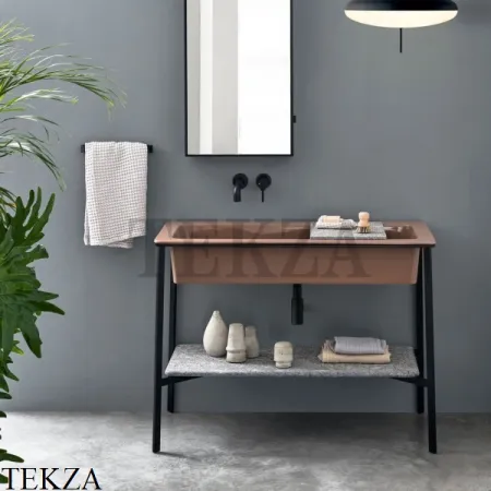 CIELO CATINO Rettangolare Консоль с керамической раковиной, Lavagna-черный