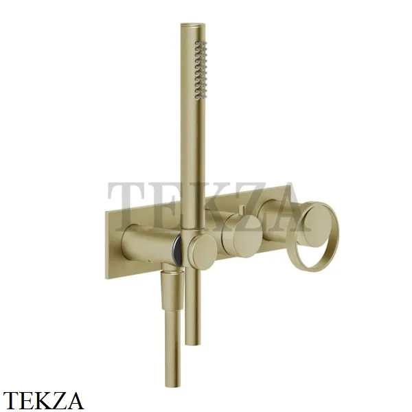Gessi ANELLO Смеситель для душа 2 потока, с гарнитуром, внешняя часть 63343-727, Brushed Brass