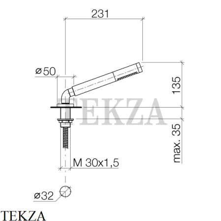 Dornbracht Встраиваемая душевая лейка на борт ванны 27702979-00, хром глянец