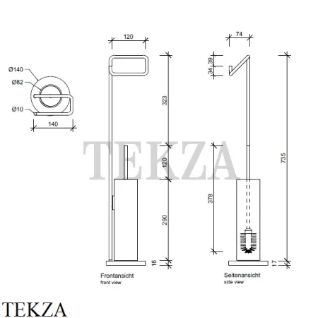 Decor Walther Stone White SBK Напольная стойка с туалетным ершиком 0973554, белый матовый-хром глянец