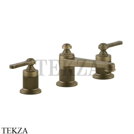 Gessi VENTI20 Смеситель для раковины на 3 отверстия низкий, без донного клапана 65013-713, Antique Brass