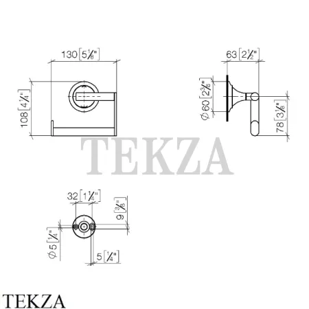 Dornbracht VAIA Держатель туалетной бумаги без крышки 83500809-28, латунь сатин Brushed (23kt Gold)