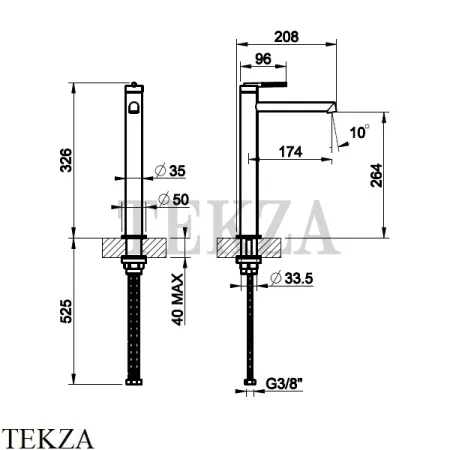 Gessi INGRANAGGIO Смеситель для раковины высокий, без гарнитура 63506-299, Black XL