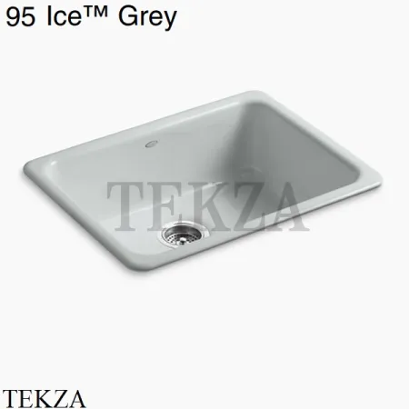 Kohler Iron Tones Мойка для кухни встраиваемая снизу или сверху, без отверстий, чугун K-6585-0, белый глянец