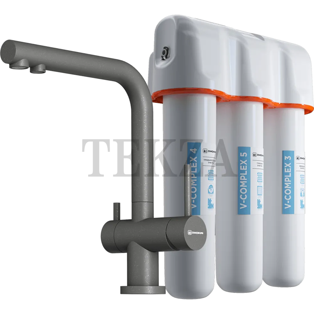 Omoikiri Nagano-GR-P + Pure drop Lite Комплект смеситель+фильтр 4064.8028P платина