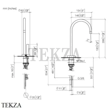 Dornbracht TARA Ultra HOT & COLD Питьевой кран 17861875-19, Dark Chrome