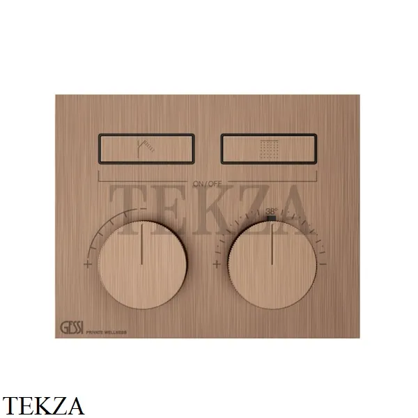 Gessi HI-FI Термостатический смеситель на 2 потока 63004-708, Copper Brushed PVD
