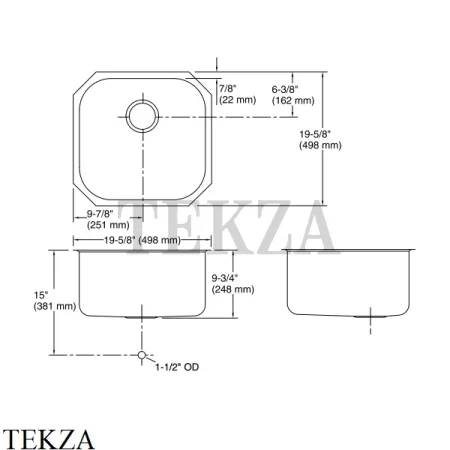 Kohler Undertone Мойка для кухни скругленная K-3335-NA, нержавеющая сталь