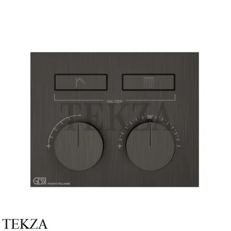 Gessi HI-FI Термостатический смеситель на 2 потока, внешняя часть 63004-707, Black Metal Brushed PVD