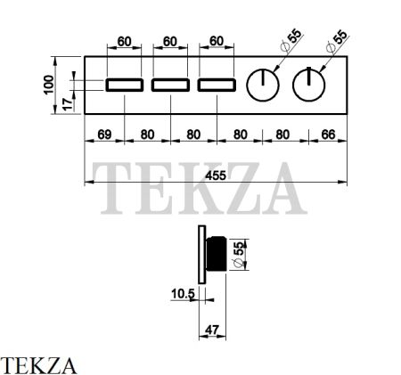 Gessi HI-FI Термостатический смеситель на 3 потока, внешняя часть 63014-299, Black XL