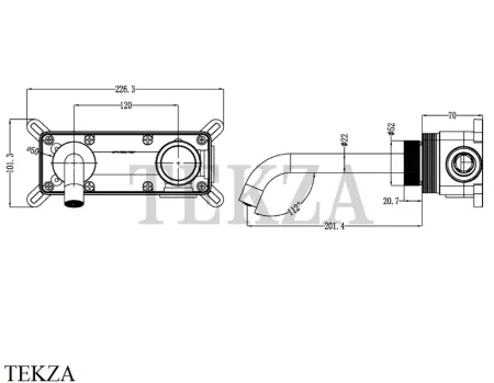 Boheme Tech Смеситель автоматический для раковины из стены на 2 отв. TECH 158/2-NB Nikel Brush