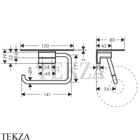 Hansgrohe AddStoris Держатель туалетной бумаги с полкой 41772340, черный хром brushed