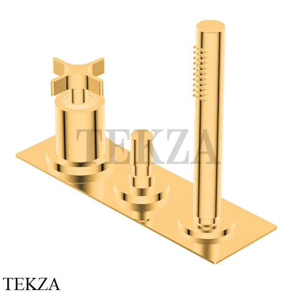 Ritmonio Diametro35 Cross Смеситель на борт ванны, без излива PR53EF101 DOR, Gold глянец
