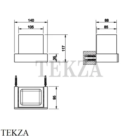 Gessi Rettangolo Стакан для щеток настенный, композит белый 20807-707, Black Metal Brushed