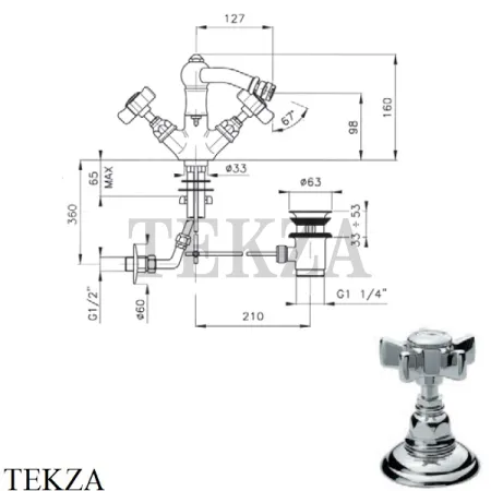 Nicolazzi DAMES ANGLAISES Смеситель для биде, с донным клапаном, 1434CR18, хром