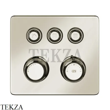 Gessi VENTI20 Термостатический смеситель на 3 потока, внешняя часть 65234-720, Nickel PVD