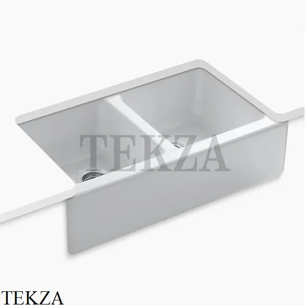 Kohler Hawthorne Мойка для кухни встраиваемая снизу с фартуком, 3 отверстия, чугун K-6534-4U-0, белый глянец