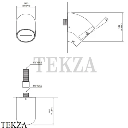 CEA FREE IDEAS Верхняя душевая лейка регулируемая, FRE159, нержавеющая сталь
