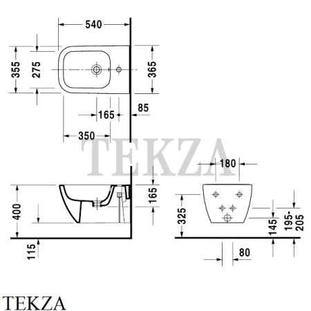 Duravit Happy D.2 Биде подвесное, 1 отверстие под смеситель 2258151300, цвет антрацит