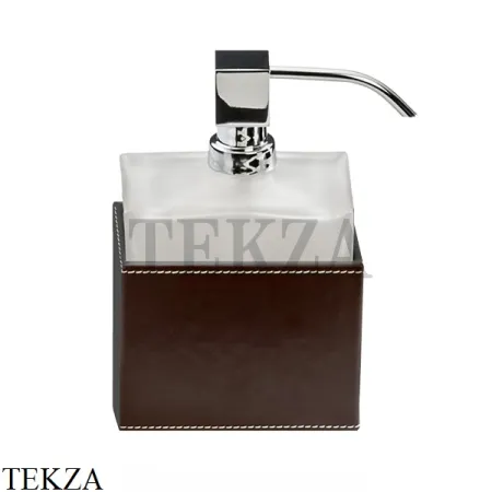 Decor Walther BROWNIE SSP Дозатор для мыла настольный, стекло матовое 0931390, коричневый, эко-кожа