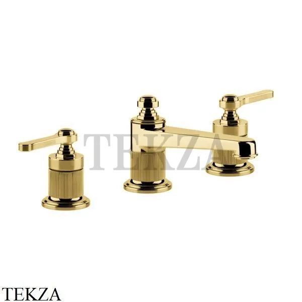 Gessi VENTI20 Смеситель для раковины на 3 отверстия низкий, с донным клапаном 65011-246, Gold PVD