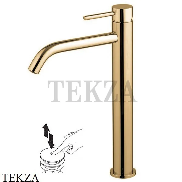 FIMA Carlo Frattini Spillo UP Смеситель для раковины, высокий XS, с донным клапаном F3031/HXSHS, Brushed Champagne
