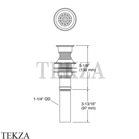 Kohler Drain Донный клапан сетчатый без перелива K-7129-CP, хром глянец