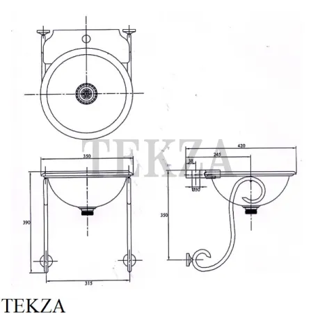 Herbeau ARABESQUE Металлический круглый рукомойник на кронштейнах
