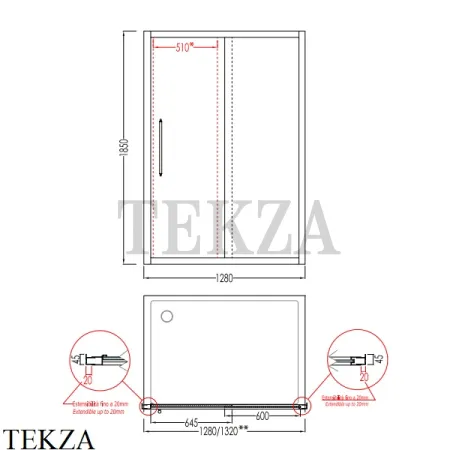 Devon&Devon MAJESTIC MAS/130 Душевая раздвижная дверь MAS/130TCR, хром глянец