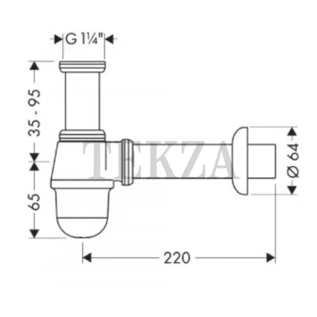 Hansgrohe Сифон бутылочный для биде 55213000, хром глянец