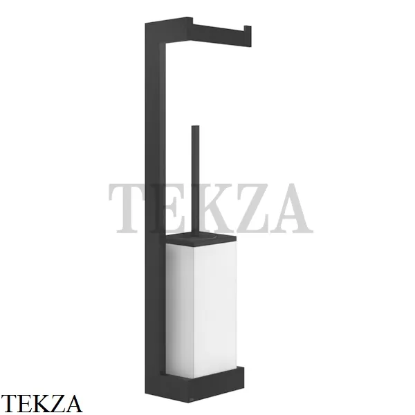 Gessi Rettangolo Стойка настенная с бумагодержателем и ершиком, белый 20867-299, Black XL