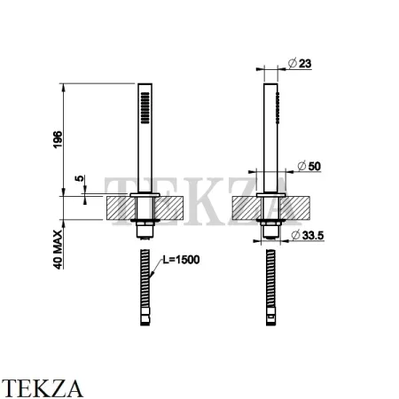 Gessi Душевой комплект на борт ванны, шланг, держатель 63327-735, Warm Bronze