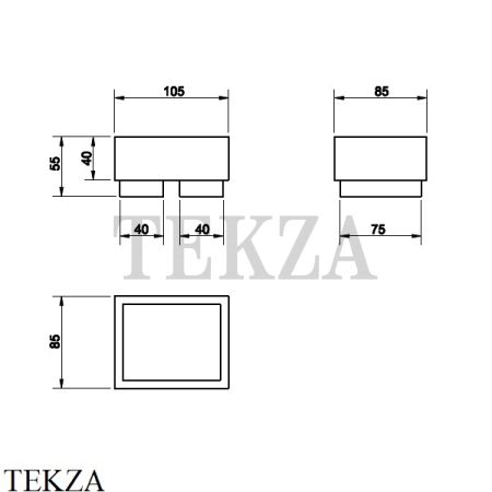 Gessi Rettangolo Мыльница настольная, композит белый 20825#707, Black Metal Brushed