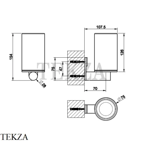 Gessi 316 ACCESSORIES Стакан для зубных щеток настенный, композит черный 54708-726, Warm Bronze Br.