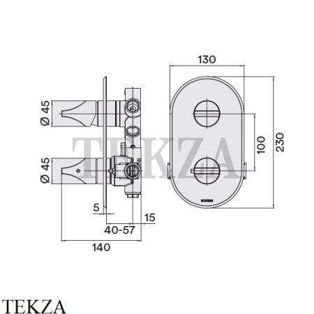 Bossini  APICE Термостат для душа, 2,3,4,5 потока, внешняя часть Z00500.073, черный матовый