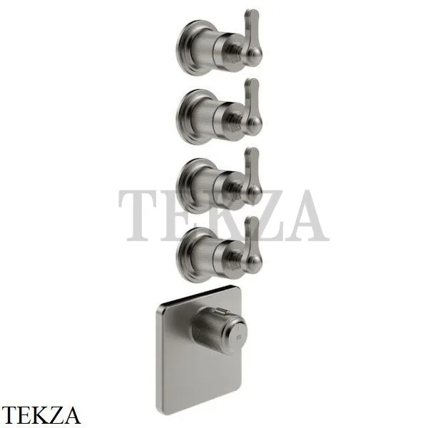 Gessi VENTI20 Термостат для душа, 4 потока, внешняя часть 65210-149, Finox Br. Nickel