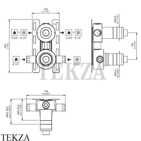 CEA Скрытая часть для термостатического смесителя с одним выходом PTR24